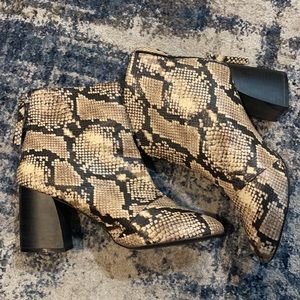 Snake skin booties worn once